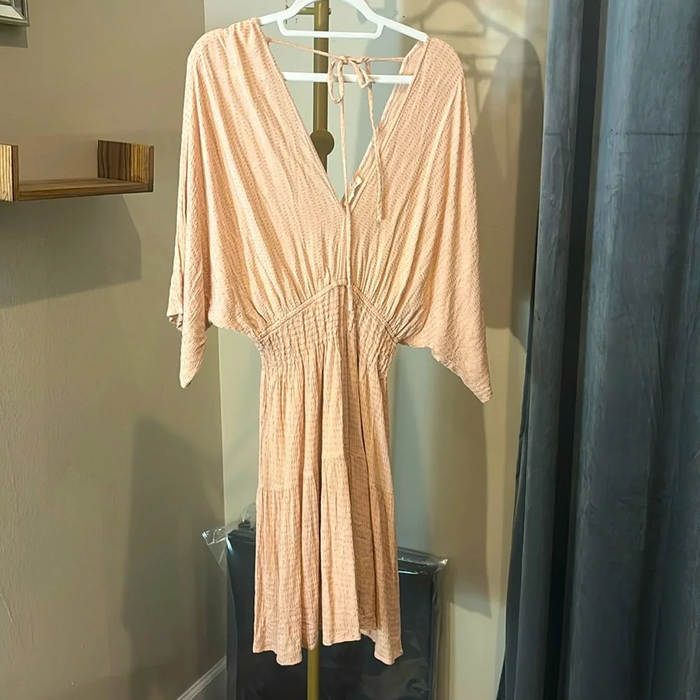 Lovestitch batwing cocktail summer day dress peach size L fits S - small Large - Picture 1 of 7